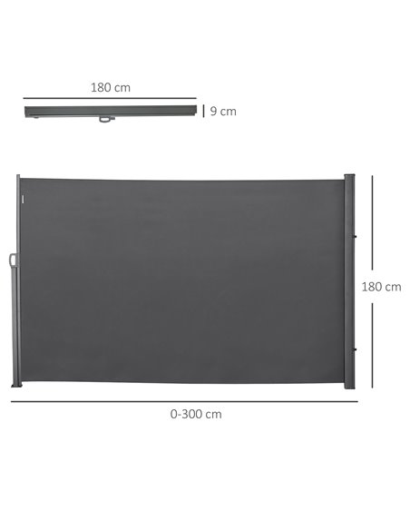 Outsunny 3x1.8M Retractable Sun Side Awning, Grey 840-196V04GY - pic 44799 | FastDaddyshop