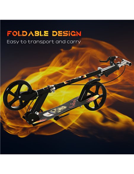 HOMCOM Kids Scooter, Toddler Foldable Kick Scooter with Adjustable Height Brake for Boys and Girls 7-14 Years, Black - pic 4480 | FastDaddyshop