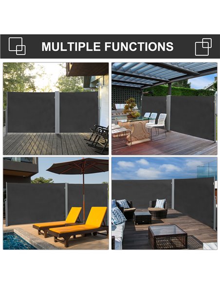 Outsunny Retractable Sun Side Awning Screen Fence Patio Garden Wall Balcony Screening Panel Outdoor Blind Privacy Divider (3x1.8 - pic 44802 | FastDaddyshop