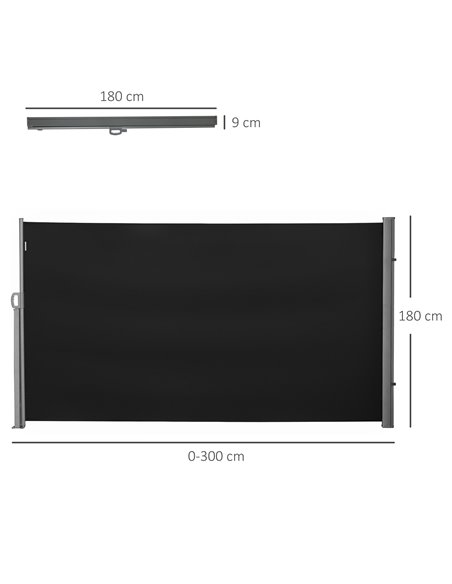 Outsunny 3x1.8M Retractable Side Awning, Black 840-196V04BK - pic 44808 | FastDaddyshop