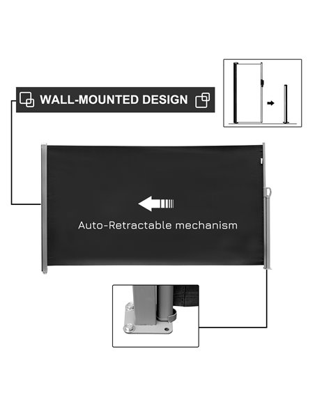 Outsunny Retractable Side Awning Screen Fence Patio Garden Wall Balcony Screening Panel Outdoor Blind Privacy Divider (3x1.8M, B - pic 44809 | FastDaddyshop