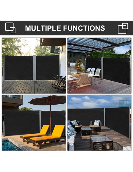 Outsunny Retractable Side Awning Screen Fence Patio Garden Wall Balcony Screening Panel Outdoor Blind Privacy Divider (3x1.8M, B - pic 44811 | FastDaddyshop