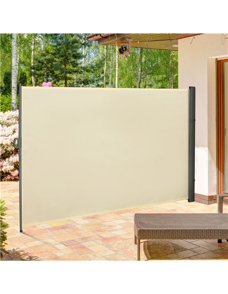 Outsunny 3 x 2m Retractable Sun Side Awning, Cream 840-196V03CW - pic 44816 | FastDaddyshop