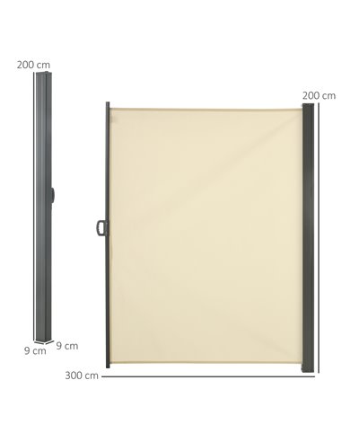 Outsunny 3 x 2m Retractable Sun Side Awning, Cream 840-196V03CW