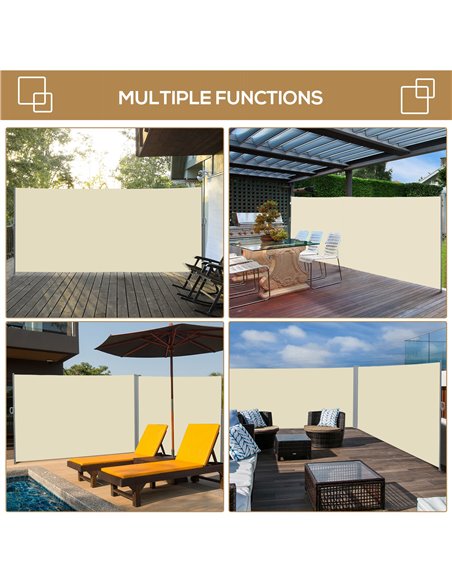 Outsunny 3 x 2m Retractable Sun Side Awning Screen Fence Patio Garden Wall Balcony Screening Panel Outdoor Blind Privacy Divider - pic 44821 | FastDaddyshop