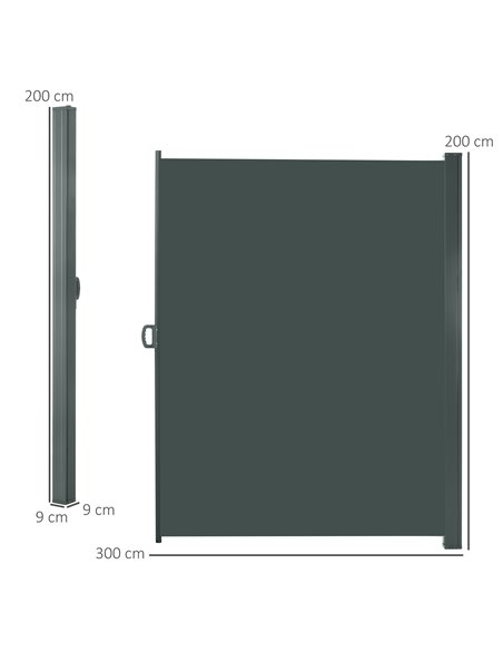 Outsunny 3 x 2m Retractable Sun Side Awning Screen Fence Patio Garden Wall Balcony Screening Panel Outdoor Blind Privacy Divider - pic 44835 | FastDaddyshop