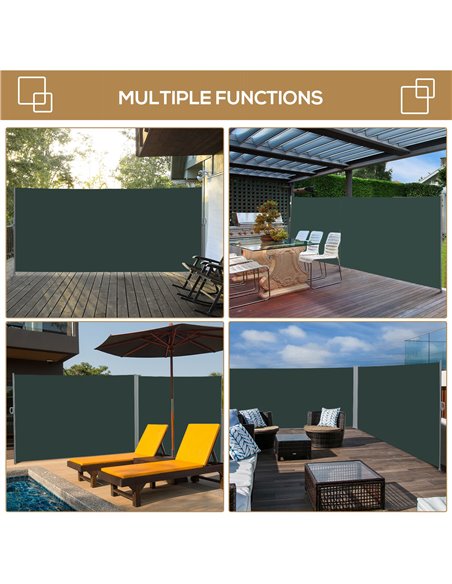 Outsunny 3 x 2m Retractable Sun Side Awning Screen Fence Patio Garden Wall Balcony Screening Panel Outdoor Blind Privacy Divider - pic 44839 | FastDaddyshop