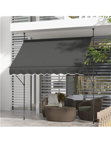 Outsunny 2.5 x 1.2m Retractable Awning, Dark Grey 840-262V02CG