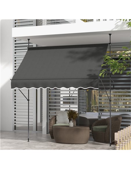 Outsunny 2.5 x 1.2m Retractable Awning, Dark Grey 840-262V02CG - pic 44843 | FastDaddyshop