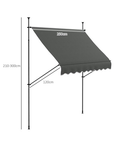 Outsunny 2.5 x 1.2m Retractable Awning, Dark Grey 840-262V02CG