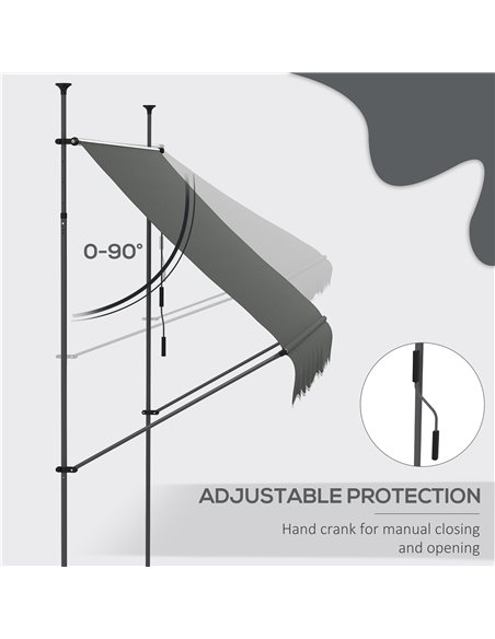 Outsunny 2.5 x 1.2m Retractable Awning, Free Standing Patio Sun Shade Shelter, UV Resistant, for Window and Door, Dark Grey 840- - pic 44846 | FastDaddyshop