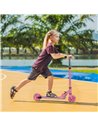 HOMCOM Kids Scooter with Lights, Music, Adjustable Height, Folding Frame, LED Wheels, for 3-7 Years Old, Pink