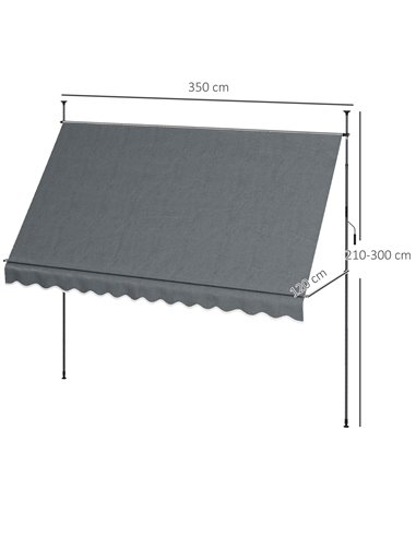 Outsunny 3.5 x 1.2m Retractable Awning, Dark Grey 840-262V04CG