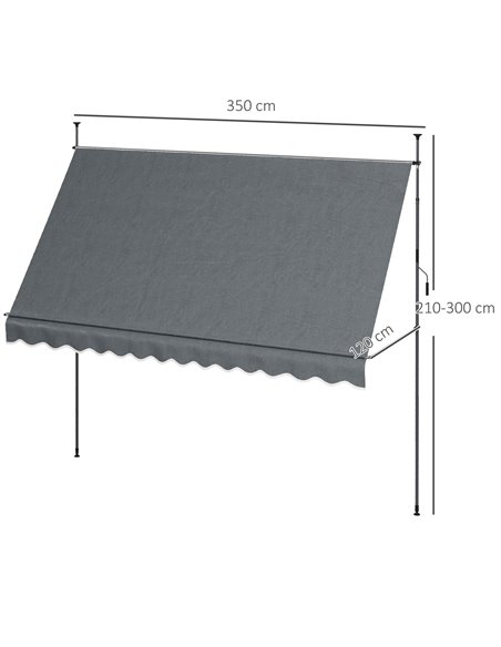 Outsunny 3.5 x 1.2m Retractable Awning, Dark Grey 840-262V04CG - pic 44853 | FastDaddyshop