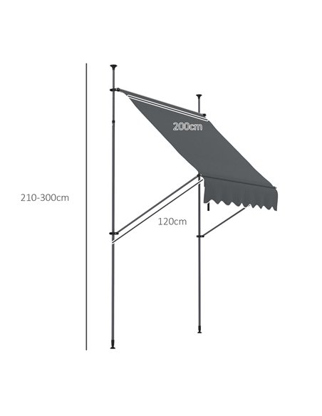 Outsunny 2 x 1.2m Retractable Awning, Sun Shade Shelter, Dark Grey 840-262V01CG - pic 44862 | FastDaddyshop