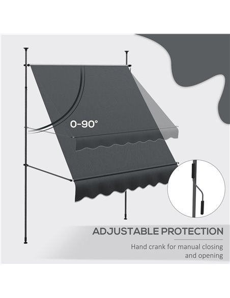 Outsunny 2 x 1.2m Retractable Awning, Free Standing Patio Sun Shade Shelter, UV Resistant, for Window and Door, Dark Grey 840-26 - pic 44864 | FastDaddyshop