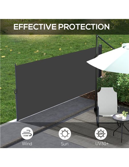 Outsunny Retractable Side Awning, Outdoor Privacy Screen for Garden, Hot Tub, Balcony, Terrace, Pool, 400 x 180cm, Black 840-258 - pic 44872 | FastDaddyshop