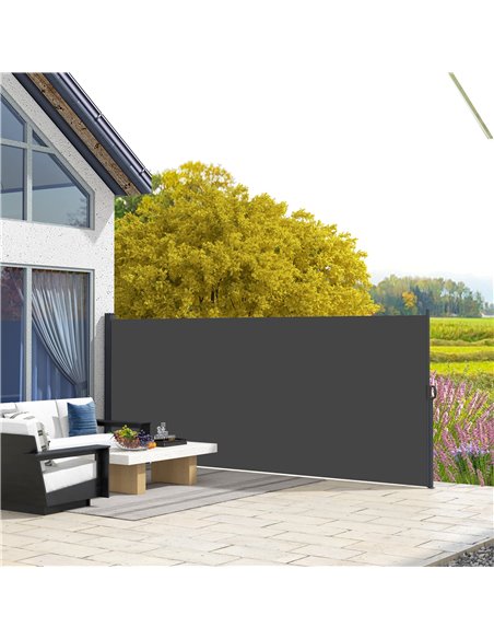 Outsunny 400 x 160cm Retractable Side Awning, Black 840-258V00BK - pic 44879 | FastDaddyshop