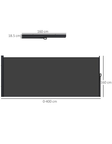 Outsunny 400 x 160cm Retractable Side Awning, Black 840-258V00BK - pic 44880 | FastDaddyshop