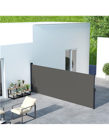 Outsunny 400 x 160cm Retractable Side Awning, Dark Grey 840-258V00CG