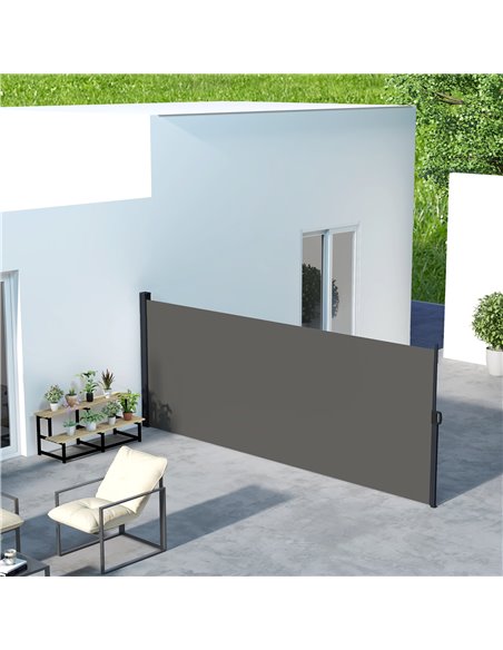 Outsunny 400 x 160cm Retractable Side Awning, Dark Grey 840-258V00CG - pic 44888 | FastDaddyshop