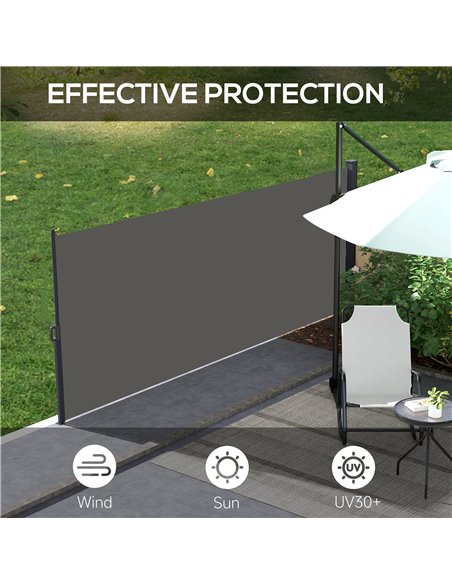 Outsunny Retractable Side Awning, Outdoor Privacy Screen for Garden, Hot Tub, Balcony, Terrace, Pool, 400 x 160cm, Dark Grey 840 - pic 44890 | FastDaddyshop