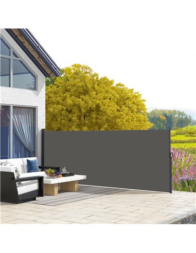 Outsunny Retractable Side Awning, Outdoor Privacy Screen for Garden, Hot Tub, Balcony, Terrace, Pool, 400 x 160cm, Dark Grey 840