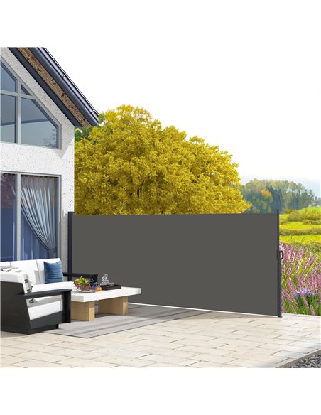 Outsunny Retractable Side Awning, Outdoor Privacy Screen for Garden, Hot Tub, Balcony, Terrace, Pool, 400 x 160cm, Dark Grey 840 - pic 44895 | FastDaddyshop