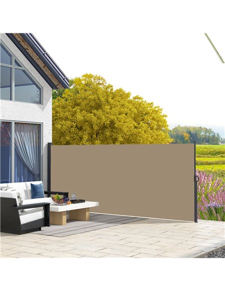 Outsunny 400 x 180cm Retractable Side Awning, Khaki 840-258V01KK - pic 44897 | FastDaddyshop