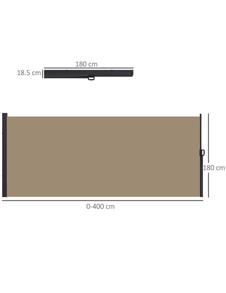 Outsunny 400 x 180cm Retractable Side Awning, Khaki 840-258V01KK - pic 44898 | FastDaddyshop
