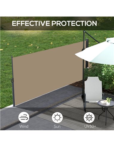 Outsunny Retractable Side Awning, Outdoor Privacy Screen for Garden, Hot Tub, Balcony, Terrace, Pool, 400 x 180cm, Khaki 840-258