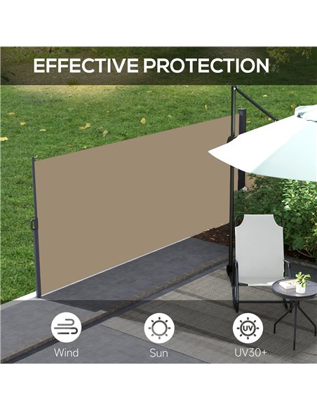 Outsunny Retractable Side Awning, Outdoor Privacy Screen for Garden, Hot Tub, Balcony, Terrace, Pool, 400 x 180cm, Khaki 840-258 - pic 44899 | FastDaddyshop