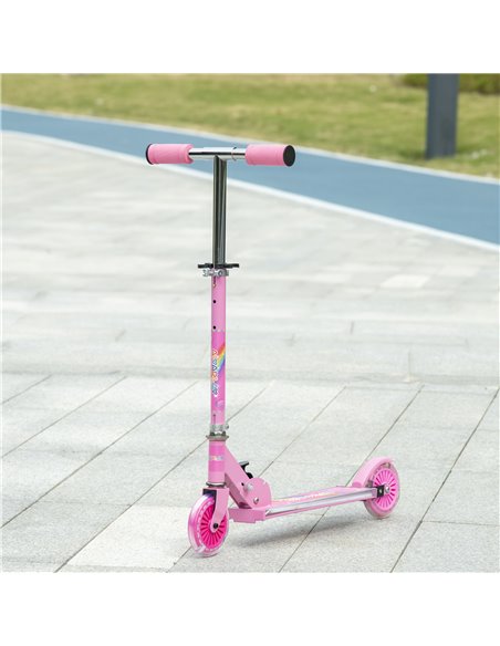 HOMCOM Kids Scooter with Lights, Music, Adjustable Height, Folding Frame, LED Wheels, for 3-7 Years Old, Pink - pic 4490 | FastDaddyshop