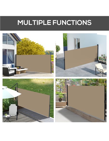 Outsunny Retractable Side Awning, Outdoor Privacy Screen for Garden, Hot Tub, Balcony, Terrace, Pool, 400 x 180cm, Khaki 840-258 - pic 44902 | FastDaddyshop