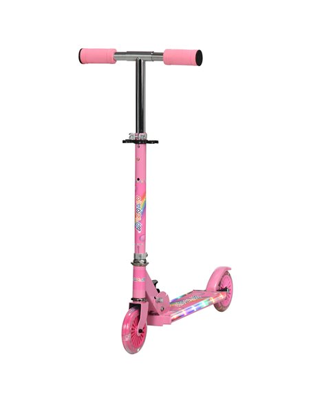 HOMCOM Kids Scooter with Lights, Music, Adjustable Height, Folding Frame, LED Wheels, for 3-7 Years Old, Pink - pic 4491 | FastDaddyshop