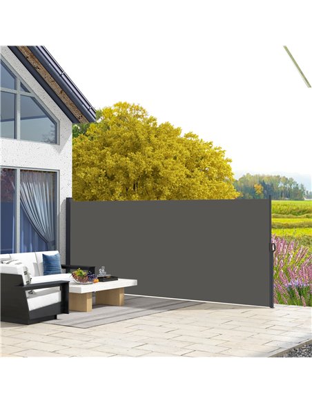 Outsunny 400 x 180cm Retractable Side Awning, Dark Grey 840-258V01CG - pic 44915 | FastDaddyshop