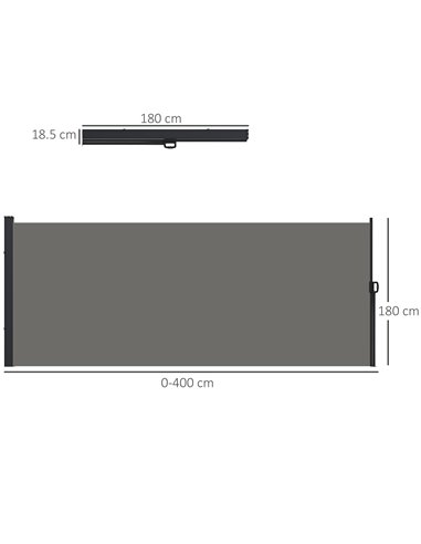 Outsunny 400 x 180cm Retractable Side Awning, Dark Grey 840-258V01CG