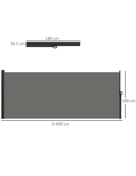 Outsunny 400 x 180cm Retractable Side Awning, Dark Grey 840-258V01CG - pic 44916 | FastDaddyshop