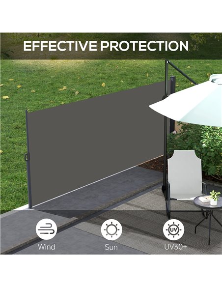 Outsunny Retractable Side Awning, Outdoor Privacy Screen for Garden, Hot Tub, Balcony, Terrace, Pool, 400 x 180cm, Dark Grey 840 - pic 44917 | FastDaddyshop