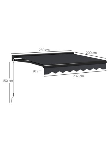 Outsunny 2.5 x 2m Electric Awning with LED Light, Grey 840-256V71GY