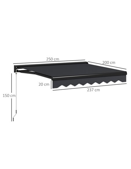 Outsunny 2.5 x 2m Electric Awning with LED Light, Grey 840-256V71GY - pic 44925 | FastDaddyshop