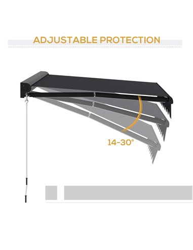 Outsunny 2.5 x 2m Electric Awning with LED Light, Aluminium Frame Retractable Awning Sun Canopies for Patio Door Window 840-256V