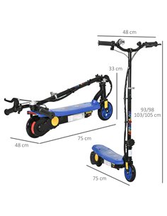 HOMCOM Foldable Electric Scooter, with LED Headlight, for Ages 7-14 Years - Blue 2