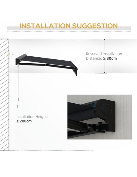 Outsunny 2.5 x 2m Electric Awning with LED Light, Aluminium Frame Retractable Awning Sun Canopies for Patio Door Window 840-256V - pic 44930 | FastDaddyshop
