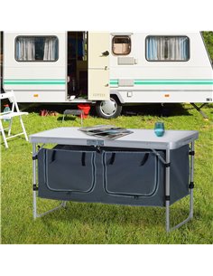 Outsunny Adjustable Aluminum Picnic Table-Pebbles White 01-0904 2