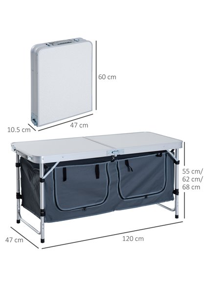 Outsunny Adjustable Aluminum Picnic Table-Pebbles White 01-0904 - pic 44934 | FastDaddyshop