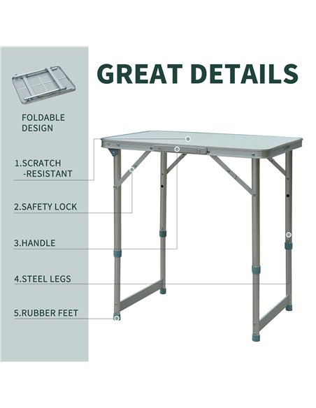 Outsunny Garden Outdoor Camping Table Portable Folding Picnic Table-Silver  01-0401 - pic 44946 | FastDaddyshop