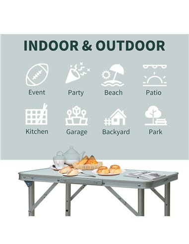 Outsunny Garden Outdoor Camping Table Portable Folding Picnic Table-Silver  01-0401