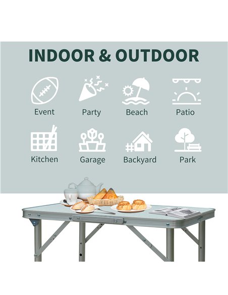 Outsunny Garden Outdoor Camping Table Portable Folding Picnic Table-Silver  01-0401 - pic 44947 | FastDaddyshop