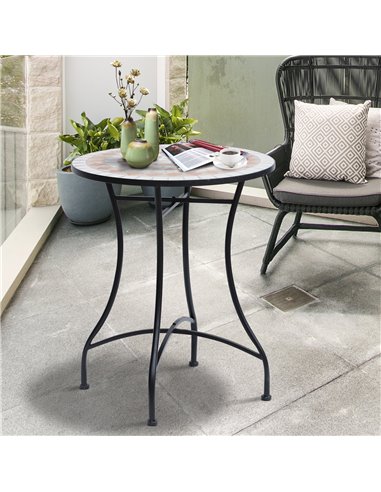 Outsunny 60cm Mosaic Round Bistro Table Side Bar Table Patio Garden Table Outdoor Balcony Furniture 84B-254